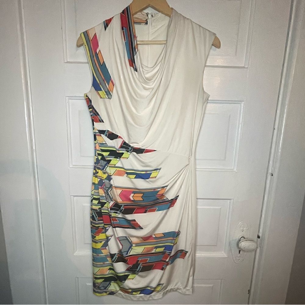 Phoebe Couture Abstract Print Lined Dress